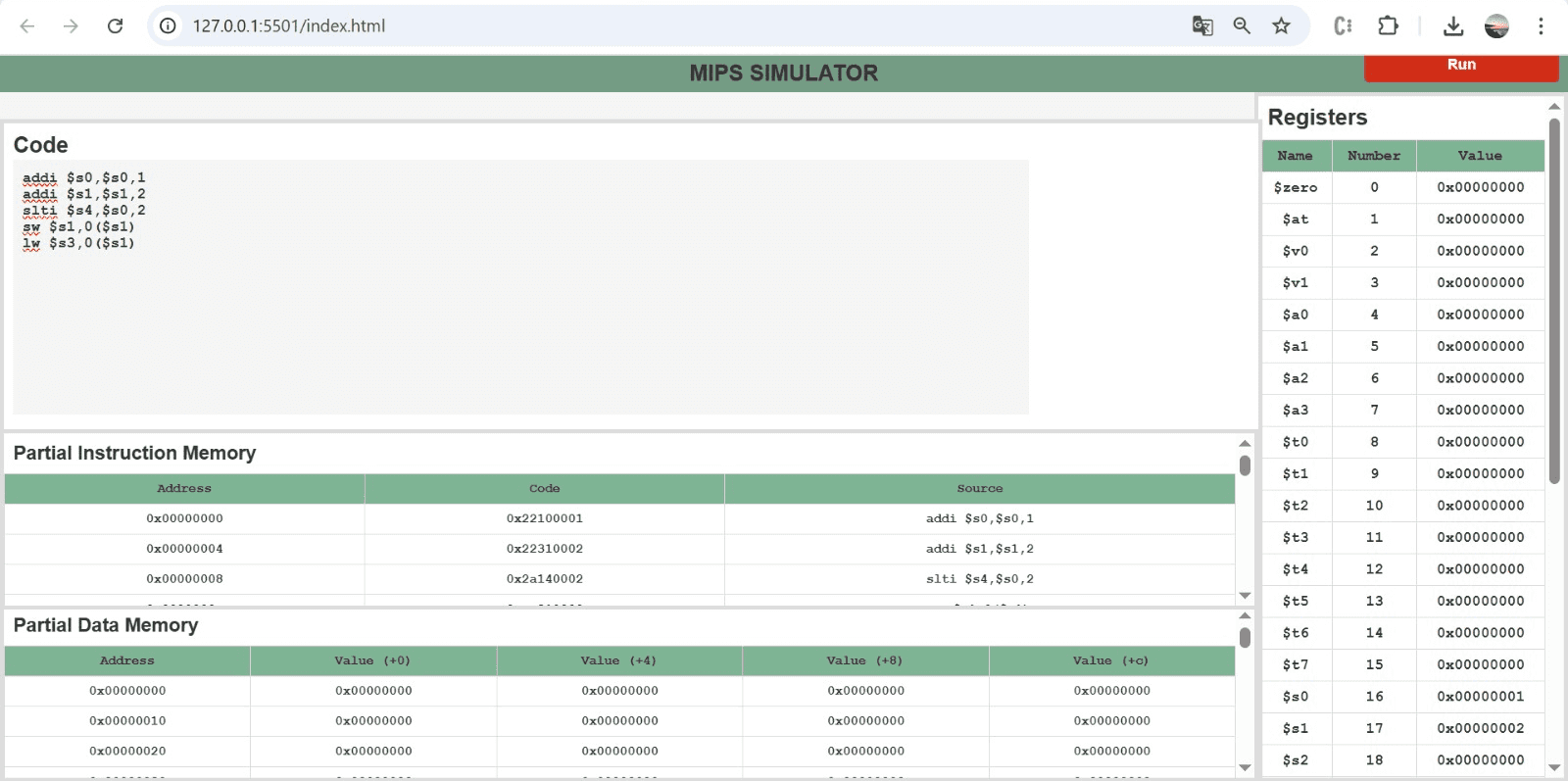 MIPS Assembly Simulator image